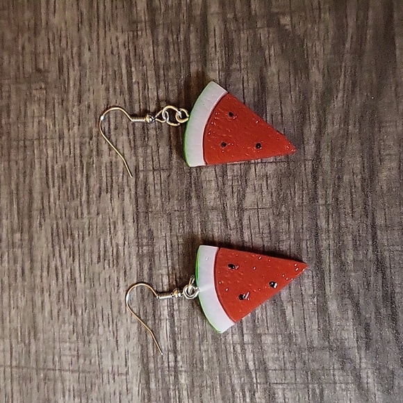 Watermelon Slice Pierced Earrings - Picture 2 of 7